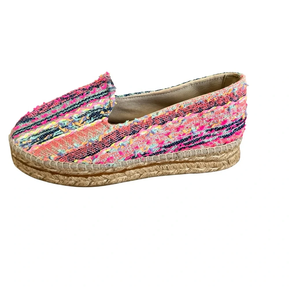 Manebi Platform Espadrilles Fluorescent Tweed